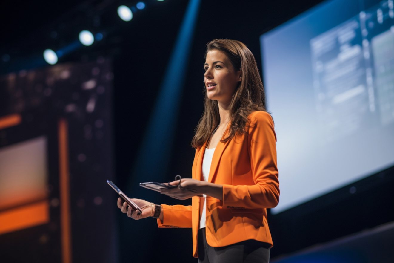Woman speaker on stage