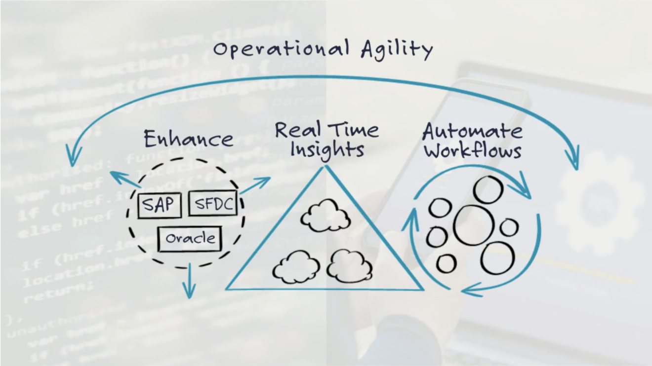Screenshot from webinar of a drawing detailing "operational agility"