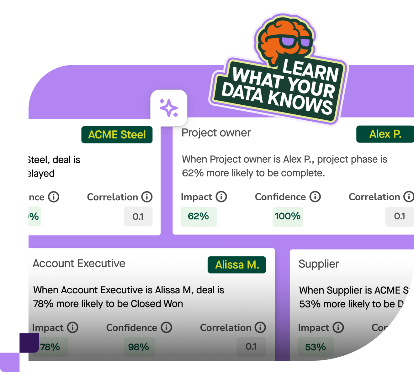A screenshot of quick insights provided by Quickbase AI after importing a spreadsheet
